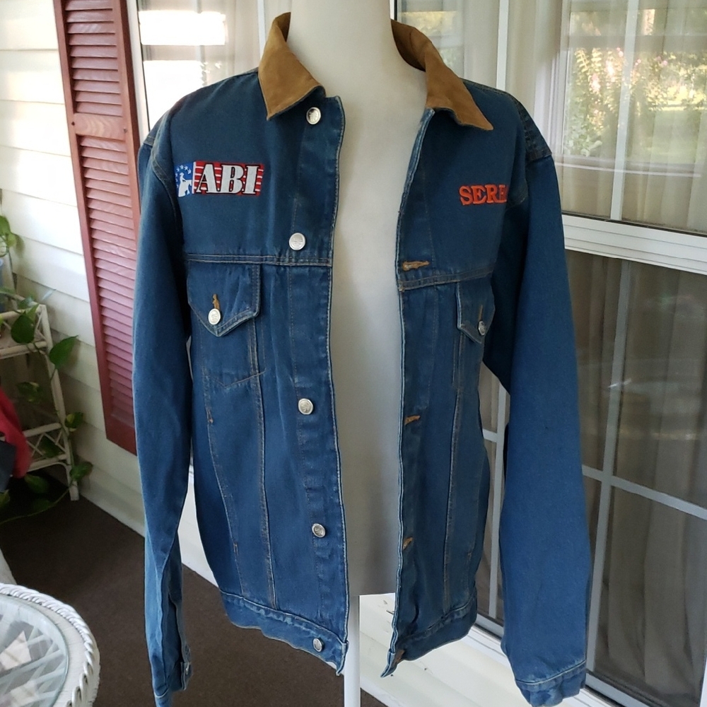 CARROLL ORIGINAL WEAR  Blue Denim Jacket with Tan Collar